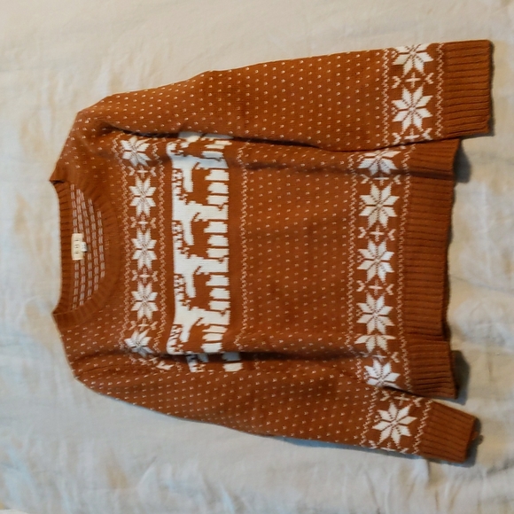 Pol Fair Isle reindeer Holiday Christmas sweater, size medium in Brown - Picture 3 of 3